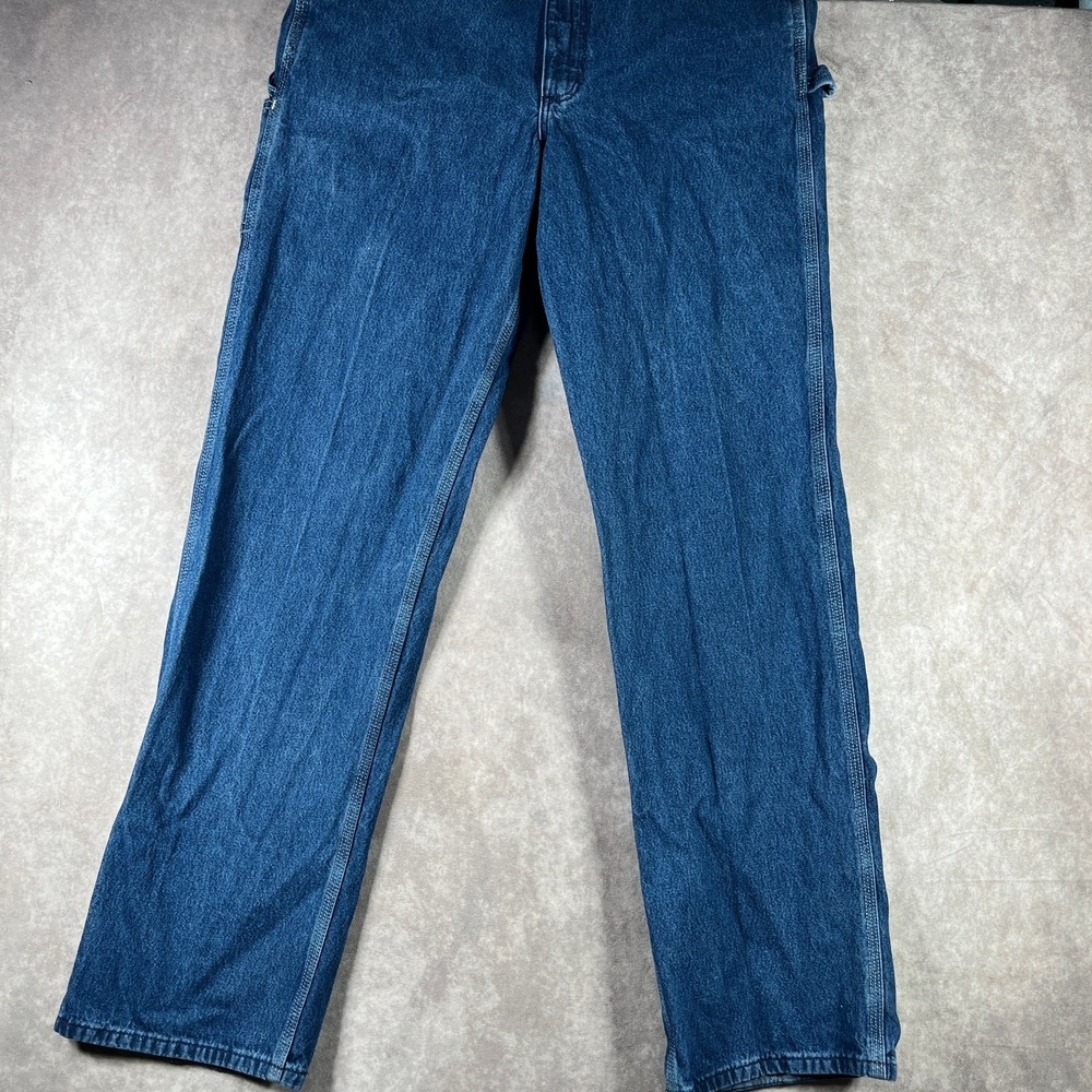 Carhartt Bib Overalls Mens 34X36 Denim Dark Stonewash Workwear Outdoors Farm - Picture 4 of 10